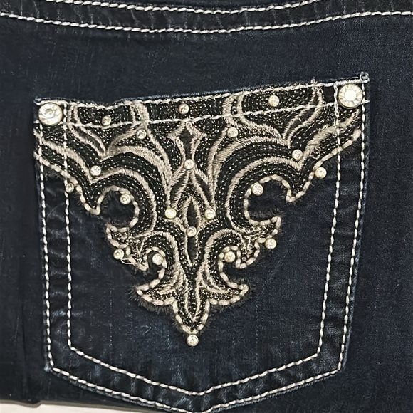 Reba size 12 Rhinestone Studded Dressy Strech Dark Wash boot cut jeans - Picture 4 of 13